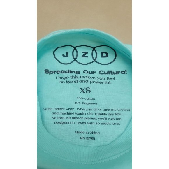 Girl's Bonitas Vibras / Good Vibes Graphic Tee - Latino Heritage Blue XS - Picture 4 of 7